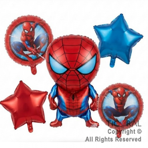 SET DE GLOBOS METALIZADO SPIDERMAN NENE 5 UNIDADES